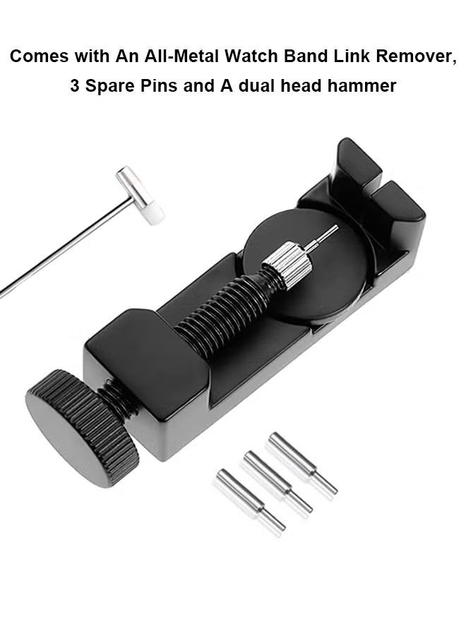 Wristwatch Strap Adjusting Repair Tool With Double-sided hammer and 3 Replaceable Pins，Durable Metal Watch Link Remover kit .For removing strap links and adjusting watch size - Image 2